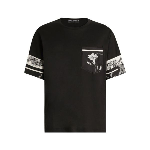 floral-sleeve T-Shirt