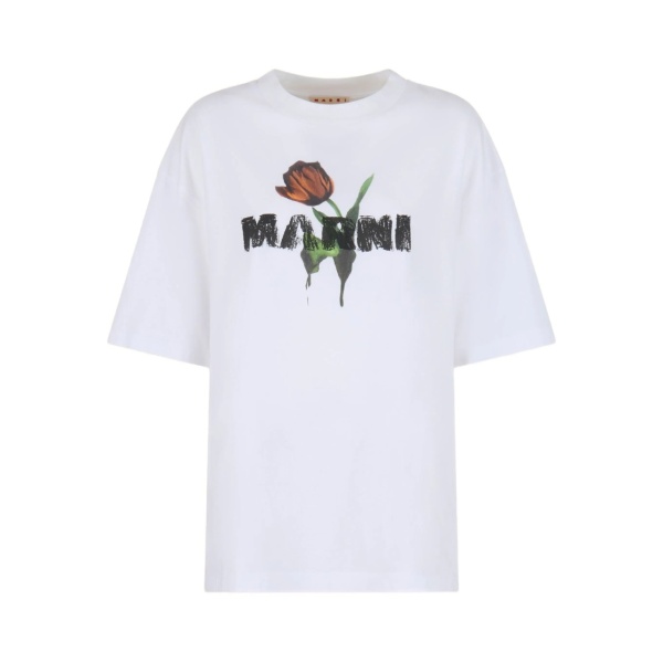 flower-print T-shirt