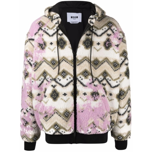 geometric print hooded jacket