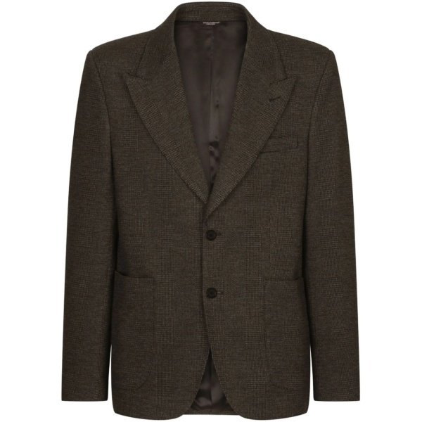 glen-plaid single-breasted blazer