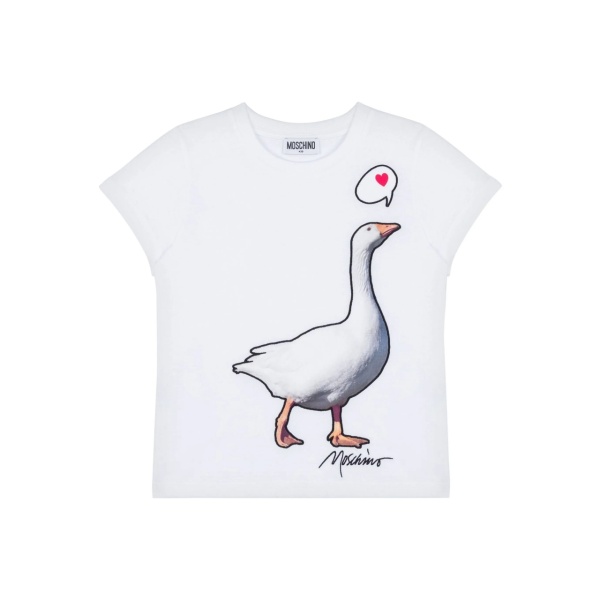 goose-embroidered T-shirt