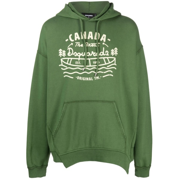 graphic-print cotton hoodie