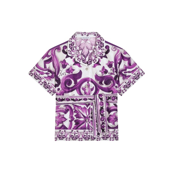 graphic-print silk shirt