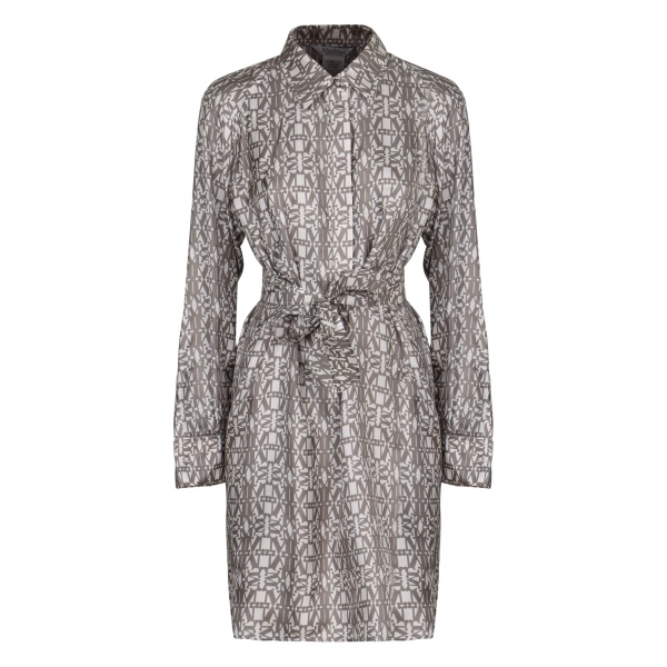 Grembo monogram printed mini shirt dress