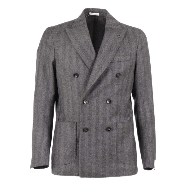 herringbone double-breasted blazer