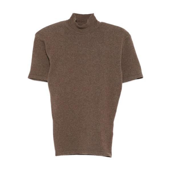 high-neck short-sleeve top