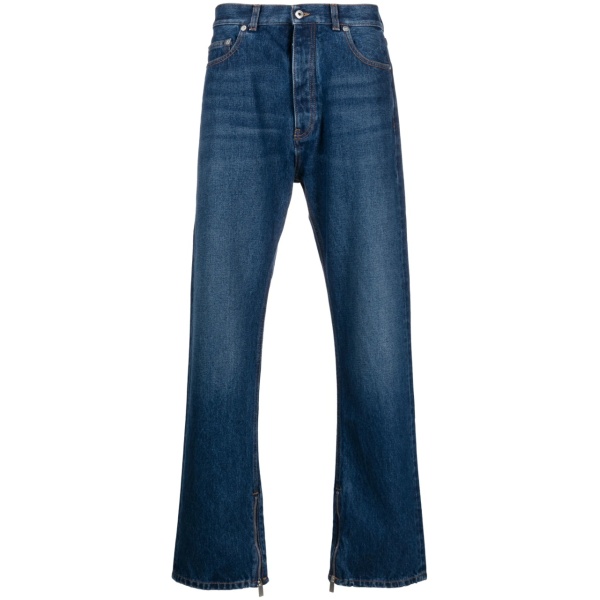 high-waist straight-leg jeans