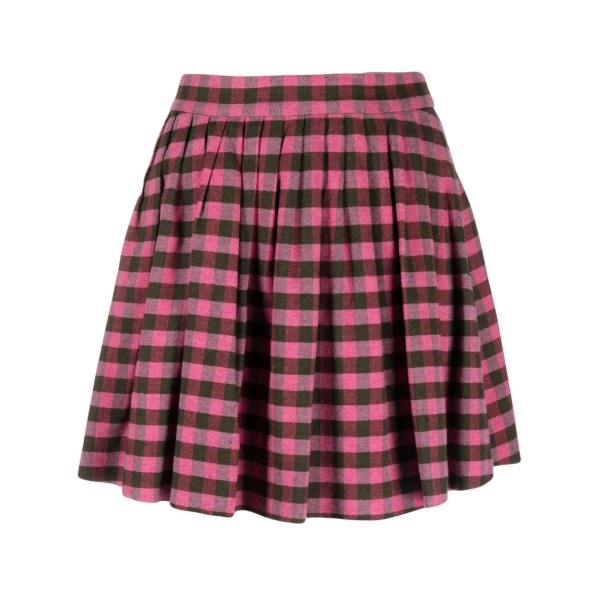 high-waisted check-pattern skirt