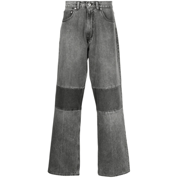 high-waisted straight-leg jeans