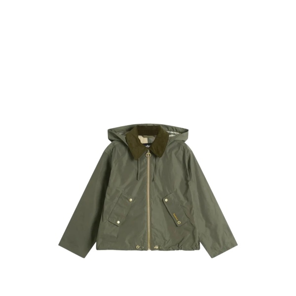 hooded corduroy-collar jacket