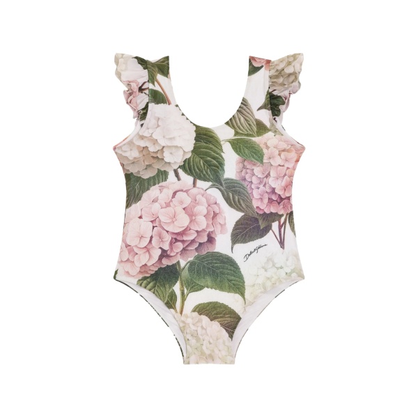 Hydrangea-print one-piece swimsuit