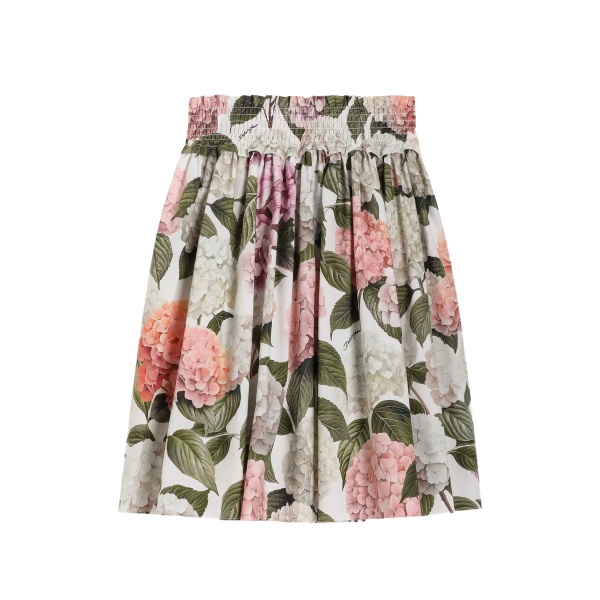 hydrangea-print poplin skirt