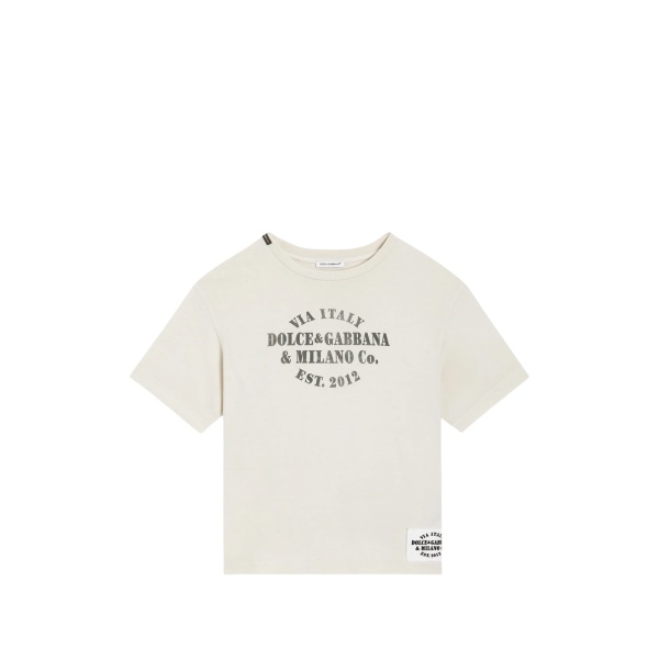 jersey T-shirt with print and logo patch