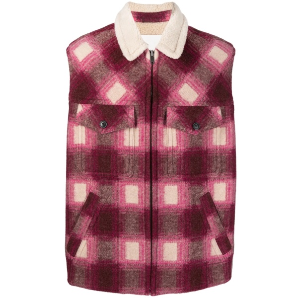 Kiraneo plaid-check zip-up gilet