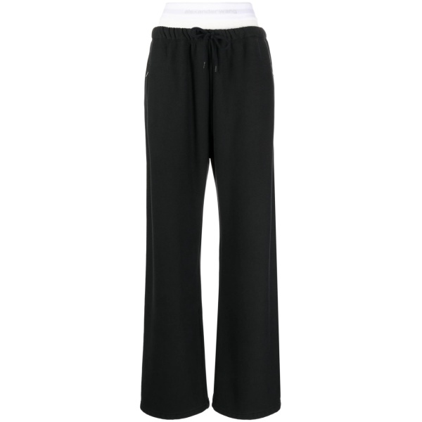 layered-design cotton track pants