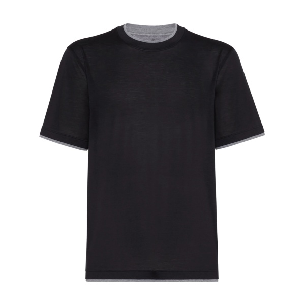 layered-effect silk-cotton T-shirt