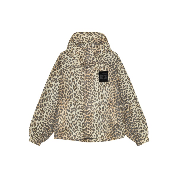 leopard-print hooded jacket
