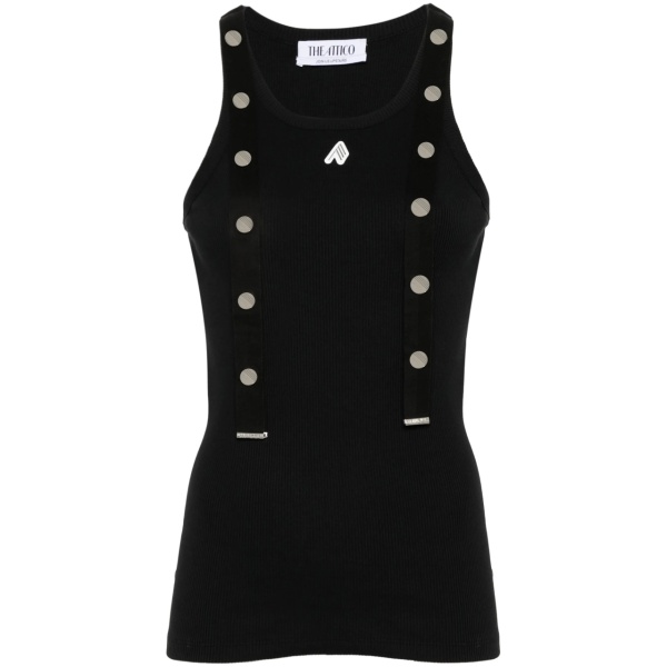 logo-appliqué ribbed tank top