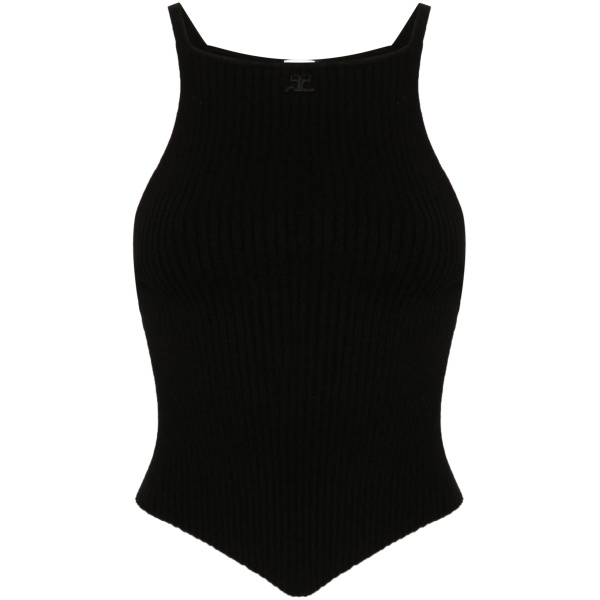 logo-embroidered ribbed tank top