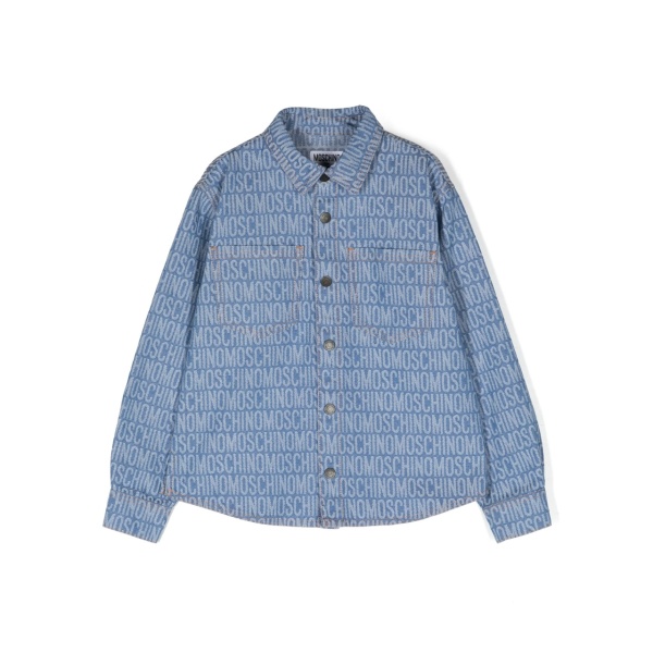logo-jacquard denim shirt