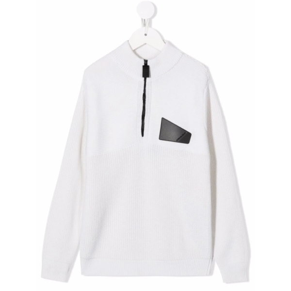 logo-patch half-zip jumper