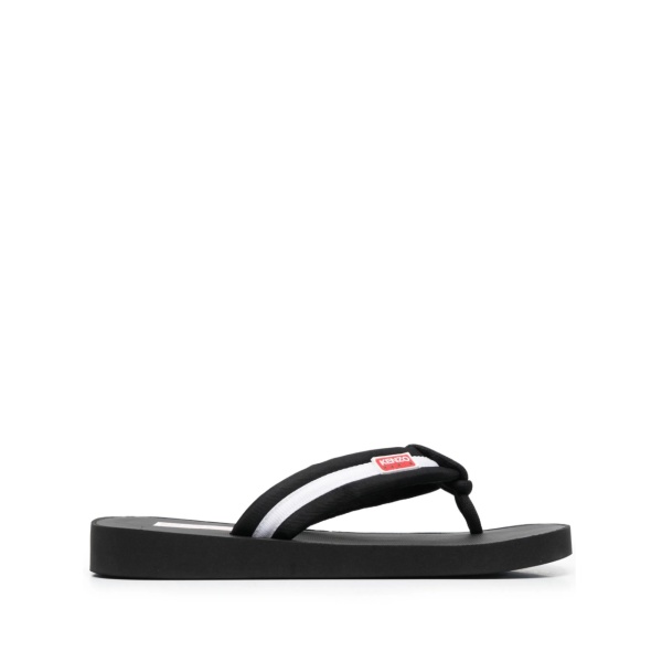 logo-patch striped flip flops