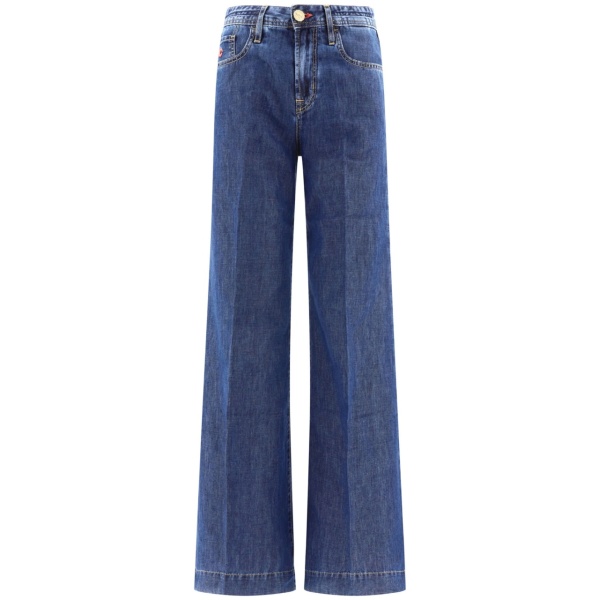logo-patch wide-leg jeans