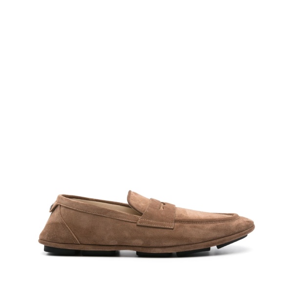 logo-plaque suede loafers