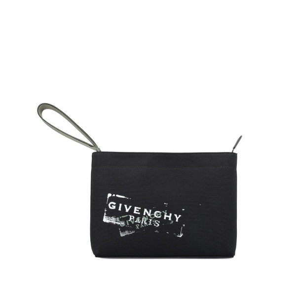 logo-print clutch bag