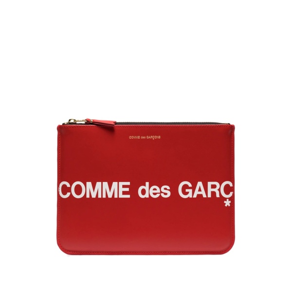 logo-print leather pouch