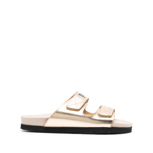 logo-print leather slides