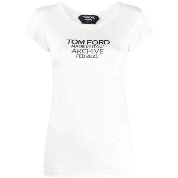 logo-print silk T-shirt