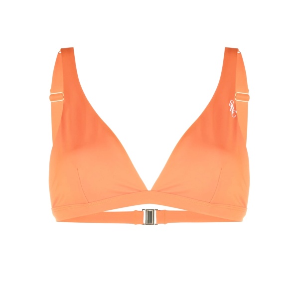 logo-print triangle bikini top