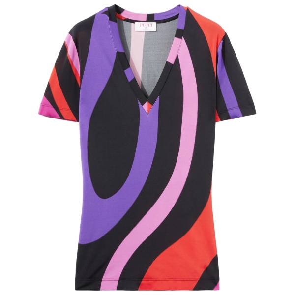 Marmo-print satin T-shirt