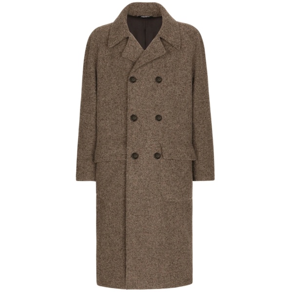 mélange-effect double-breasted coat