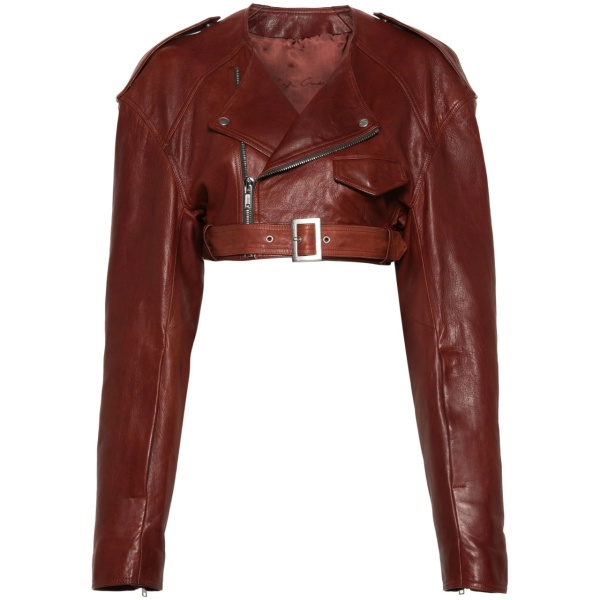 Micro Biker cropped leather jacket