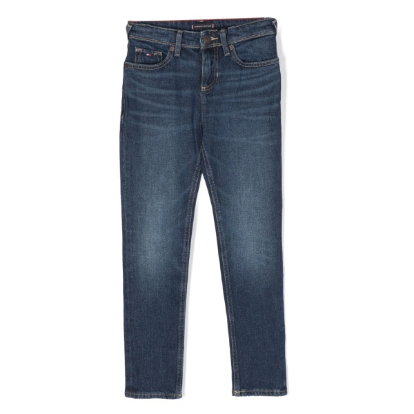 mid-rise straight-leg jeans