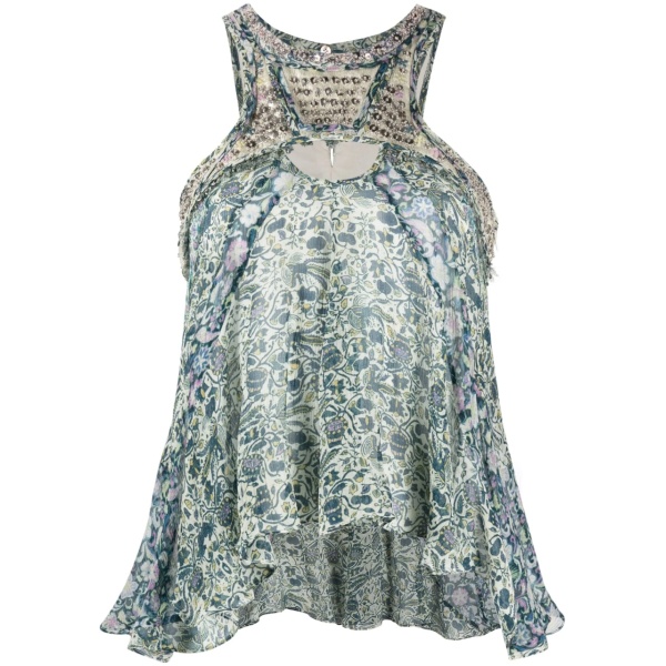 mix-print draped tank top