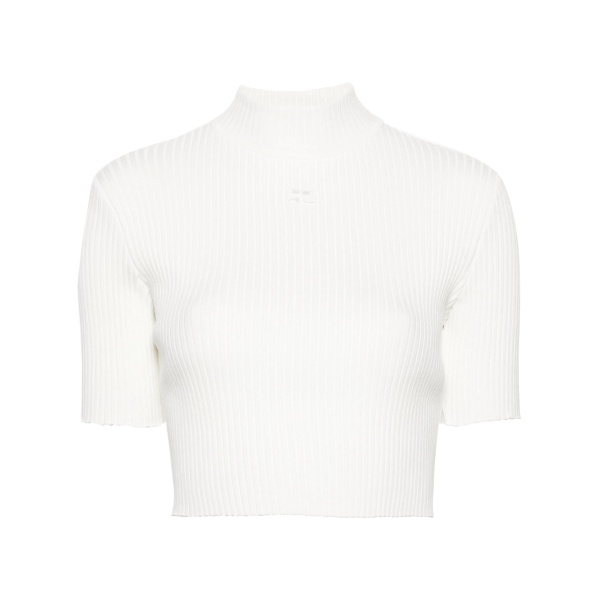 mock-neck ribbed top