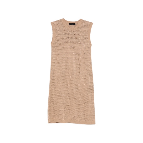 open-knit sleeveless mini dress