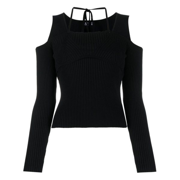 open-shoulder ribbed jumper