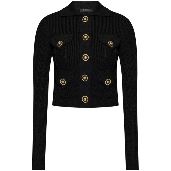 openwork-detailed ribbed-knit cardigan