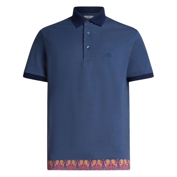 paisley-trim polo shirt