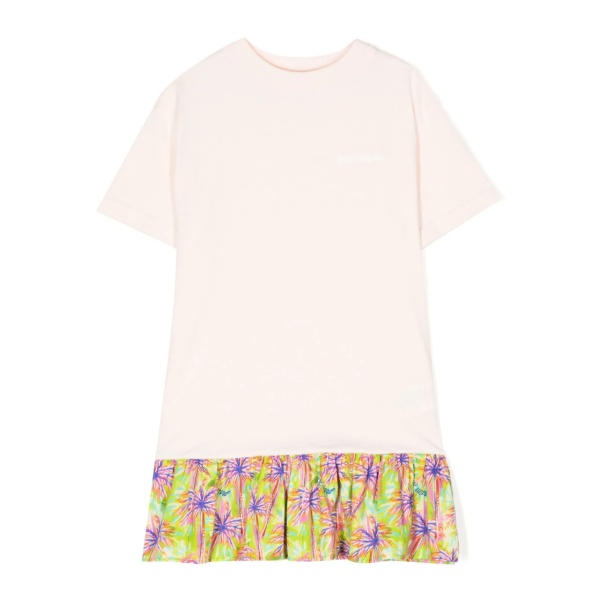 palm tree-print short-sleeve dress