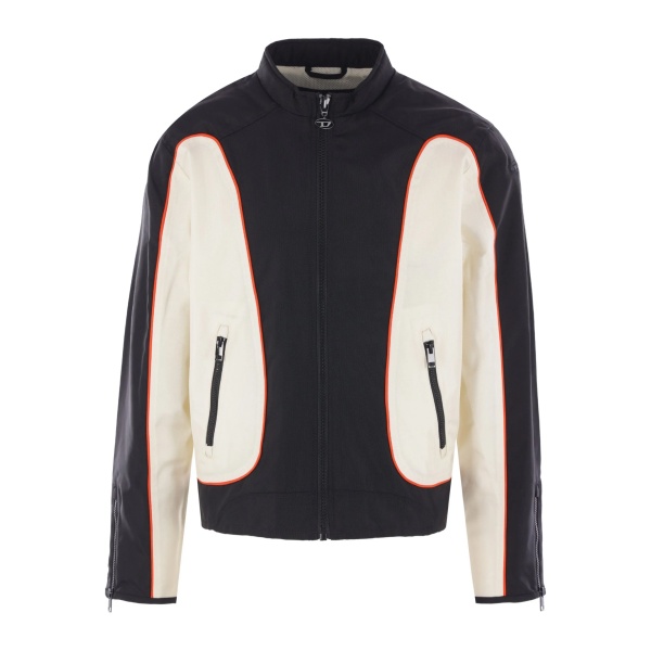 panelled zip-front biker jacket