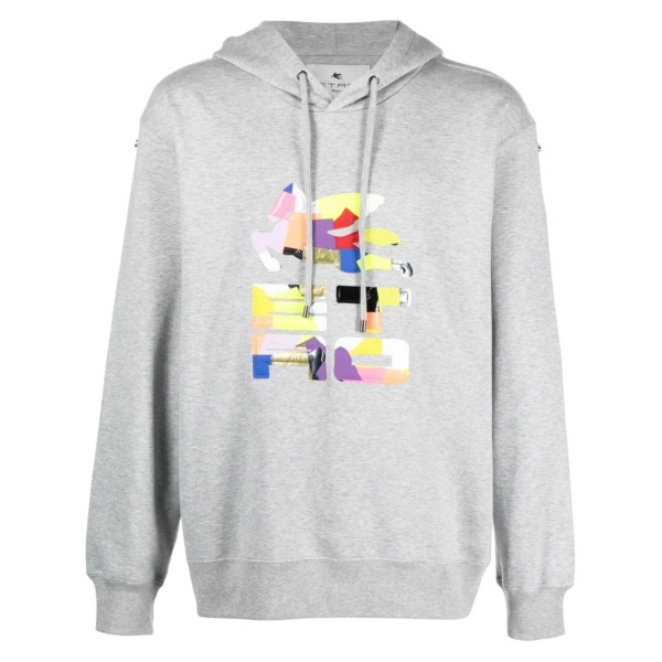 patchwork logo-print rib-trimmed hoodie