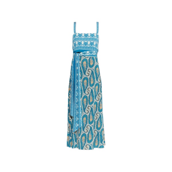 patterned tie-waist maxi dress
