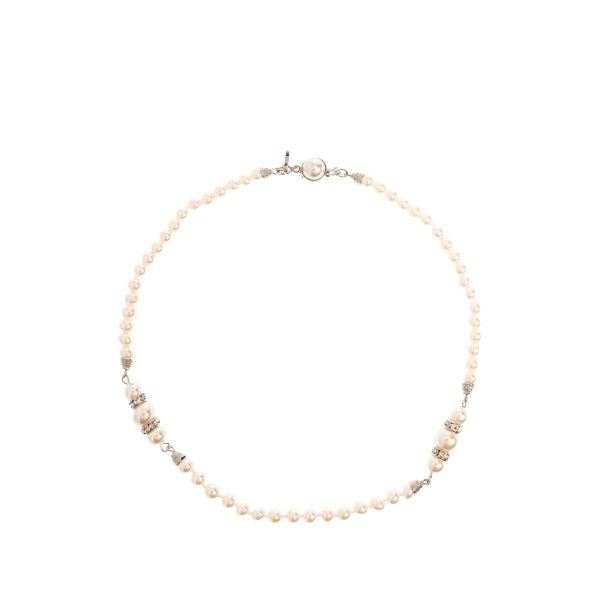 pearl silver beaded necklace
