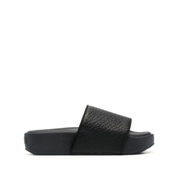 pebbled open-toe slides