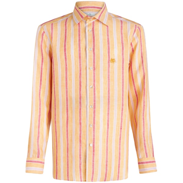 Pegaso-embroidered striped shirt